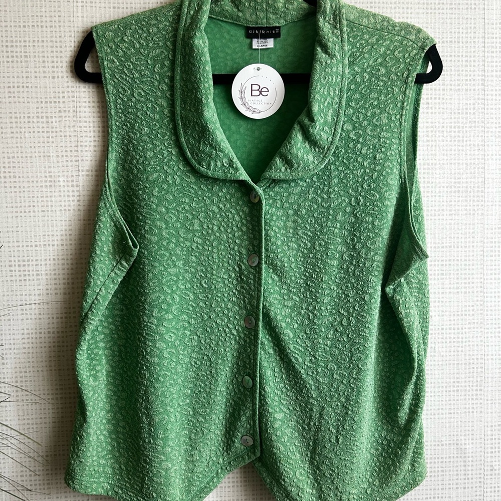 Vintage Casual Green Sleeveless Top